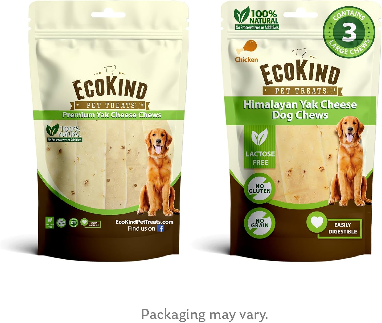 Chicken Flavor Gold Yak Chews for Large Dogs (1 lb to 5lb Bags)
