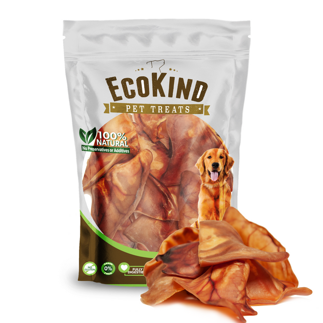 EcoKind Pig Ears for Dogs 10 Whole Ears All Natural Gluten Free Pig Ear Dog Treats