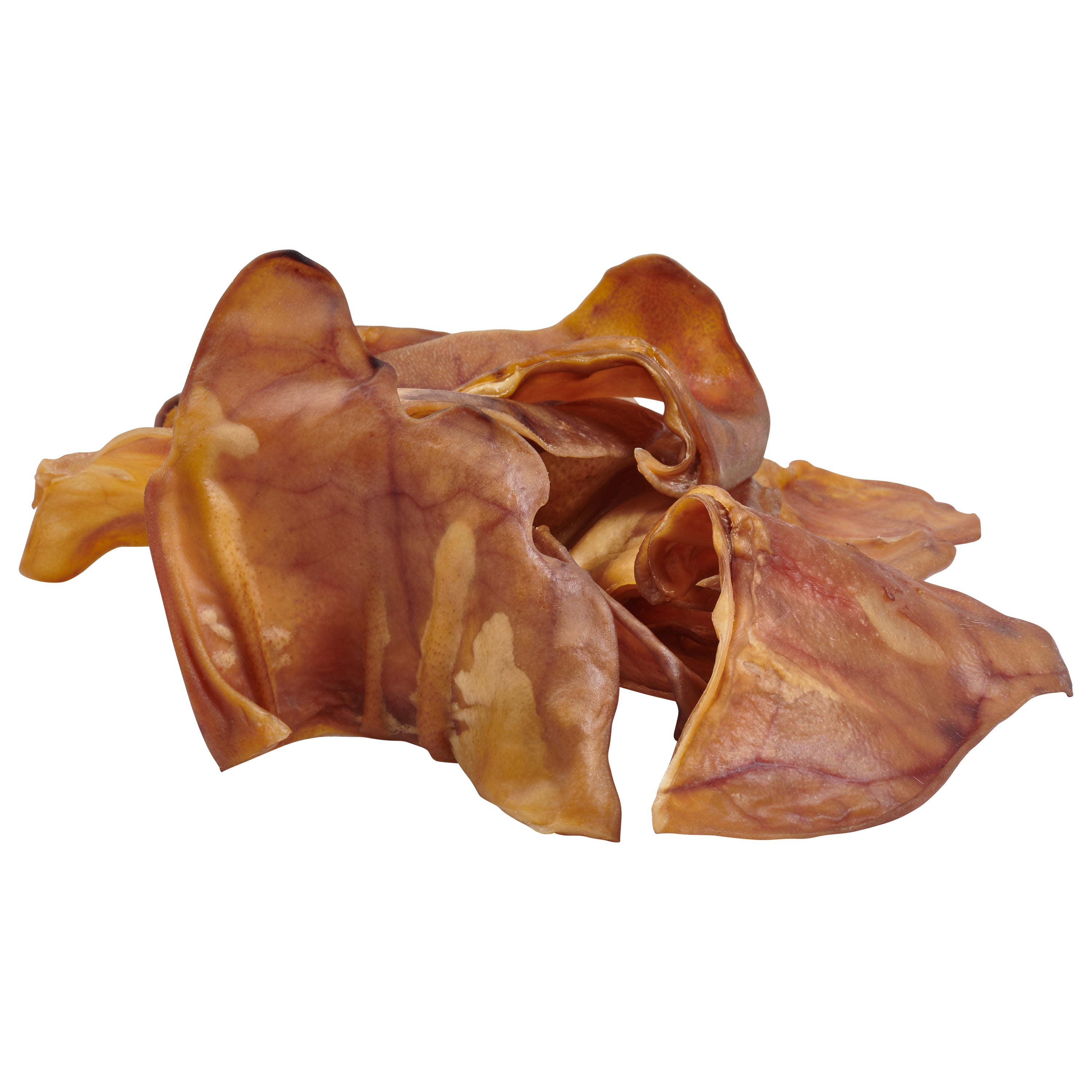 a pile of EcoKind Pig Ears for Dogs - All Natural, Gluten-Free Pig Ear Dog Treats from antibiotic and hormone free pork