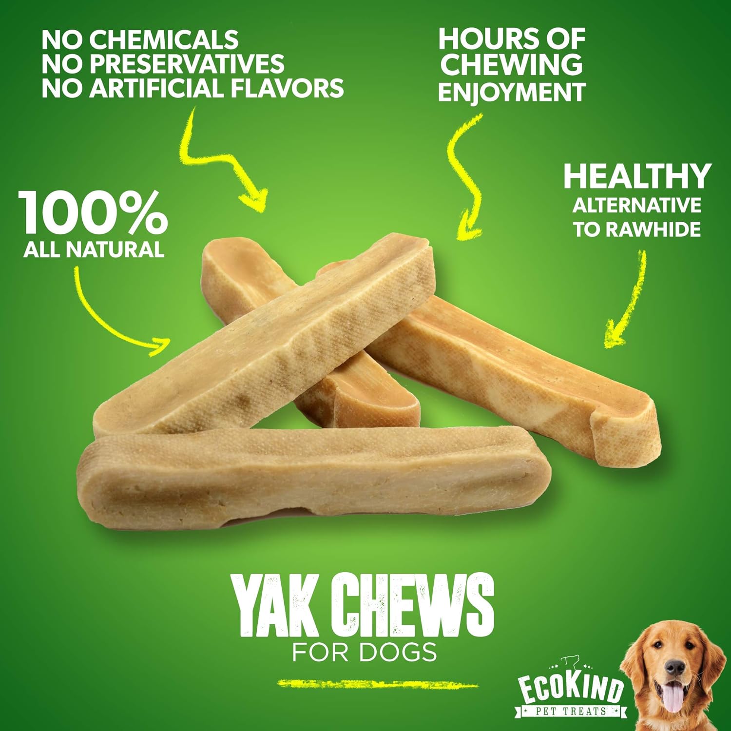 Long-Lasting Gold Yak Chews for Large Dogs