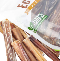 a bag of EcoKind all-natural, long-lasting bully sticks for dogs - made from grass-fed beef and hand-picked for the best quality