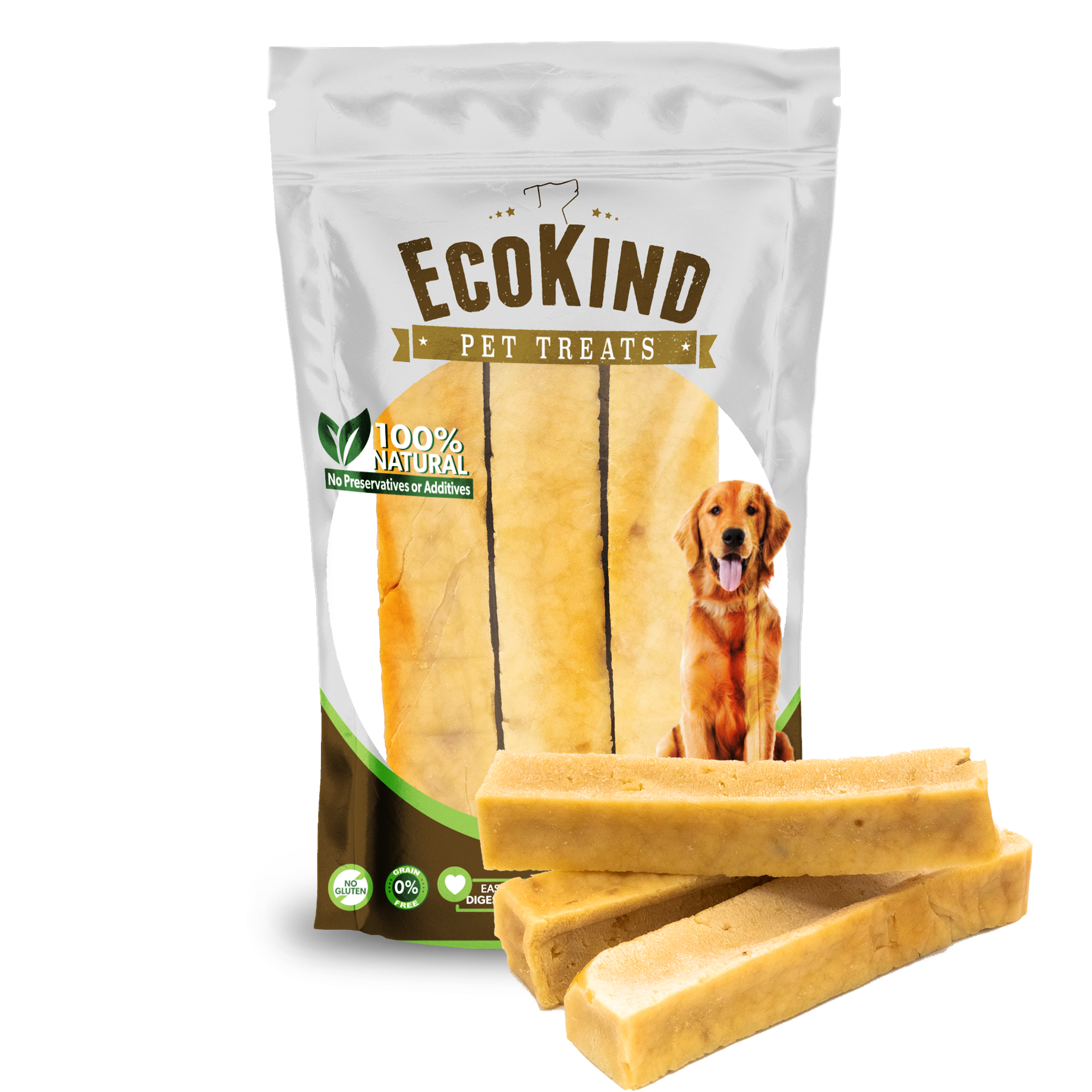 Peanut Butter Flavor Gold Yak Chews for Large Dogs 1 lb to 5lb Bags