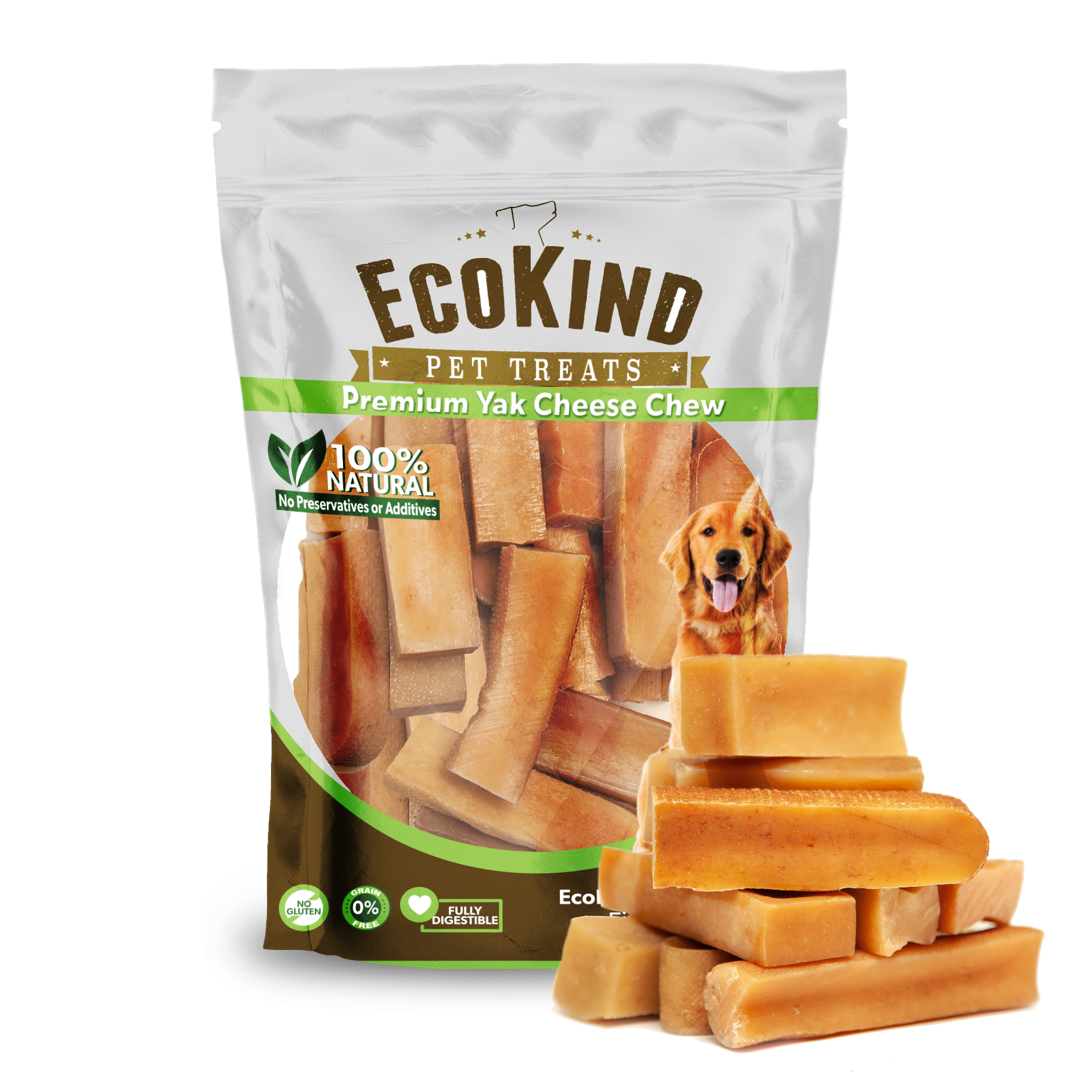 A bag of Small EcoKind Himalayan Yak Chew Treats - 100% Natural, Gluten free & Long Lasting Dog Chews for small dogs and puppies.