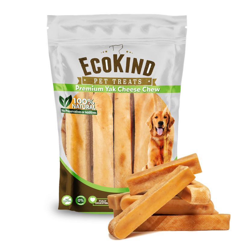 A bag of Large EcoKind Himalayan Yak Chew Treats - 100% Natural, Gluten free & Long Lasting Dog Chews
